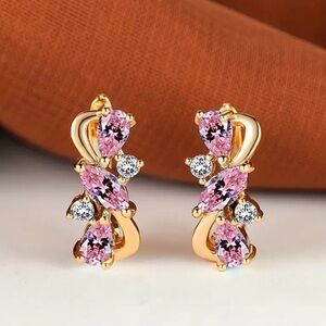 Luxurious Teardrop Manquise Cut Synthetic Zirconia Dangle Earrings.